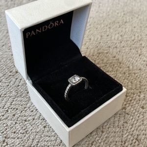Pandora Square Sparkle Halo Ring